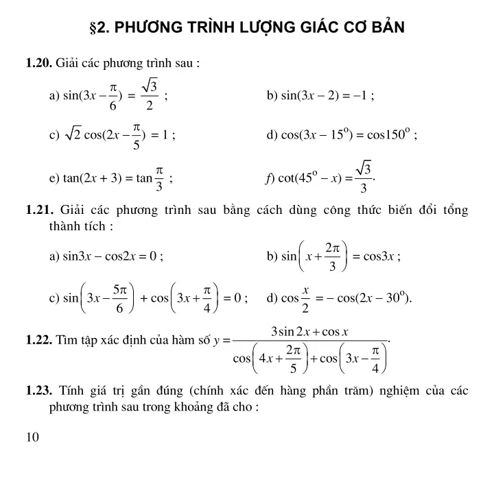 Sbt Scan Bài 2 Phương Trình Lượng Giác Cơ Bản Sách Bài Tập Học Online Cùng